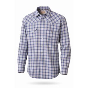 Miller Ranch Mens Blue Plaid Western Cowboy Pearl Snap Shirt Large Cotton READ